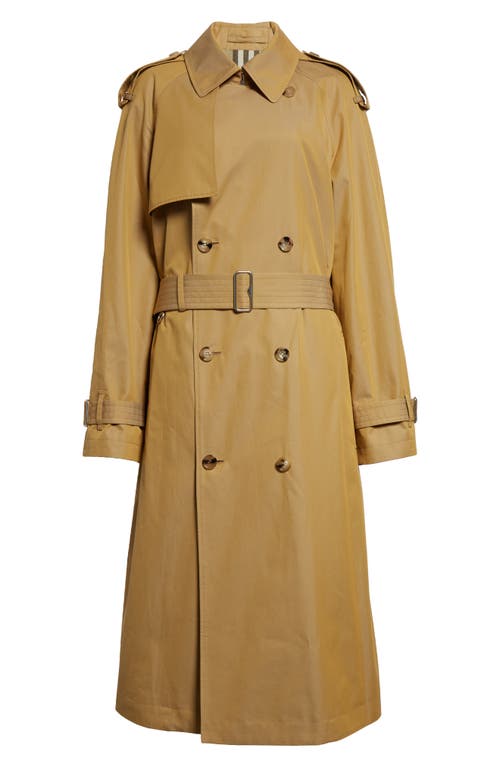 Double Breasted Cotton Gabardine Trench Coat in Spelt