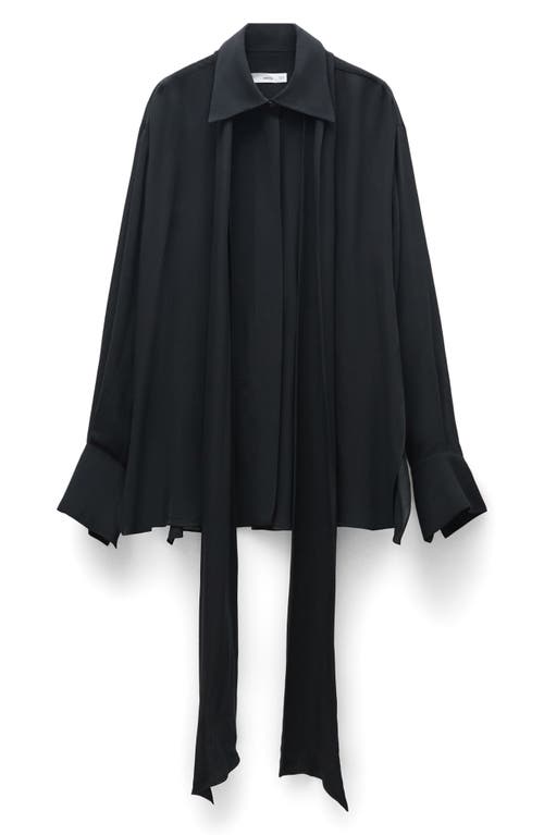 Mango Semi-transparent Lace Shirt Black In Black