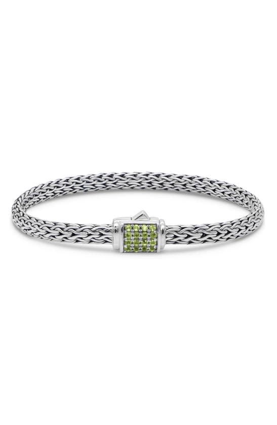 Shop Devata Sterling Silver Semiprecious Stone Chain Bracelet In Silver Green