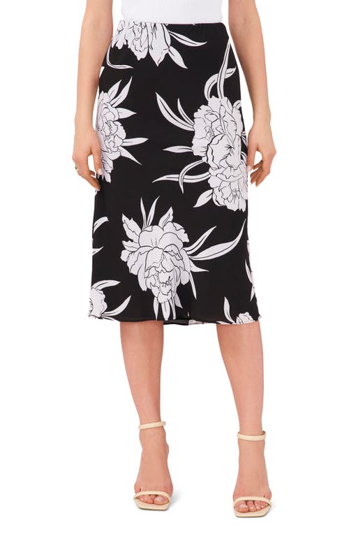 halogen(r) Print Pull-On Midi Skirt in Blooming Black