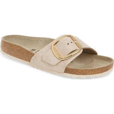 Birkenstock Madrid Big Buckle Slide Sandal, Beige