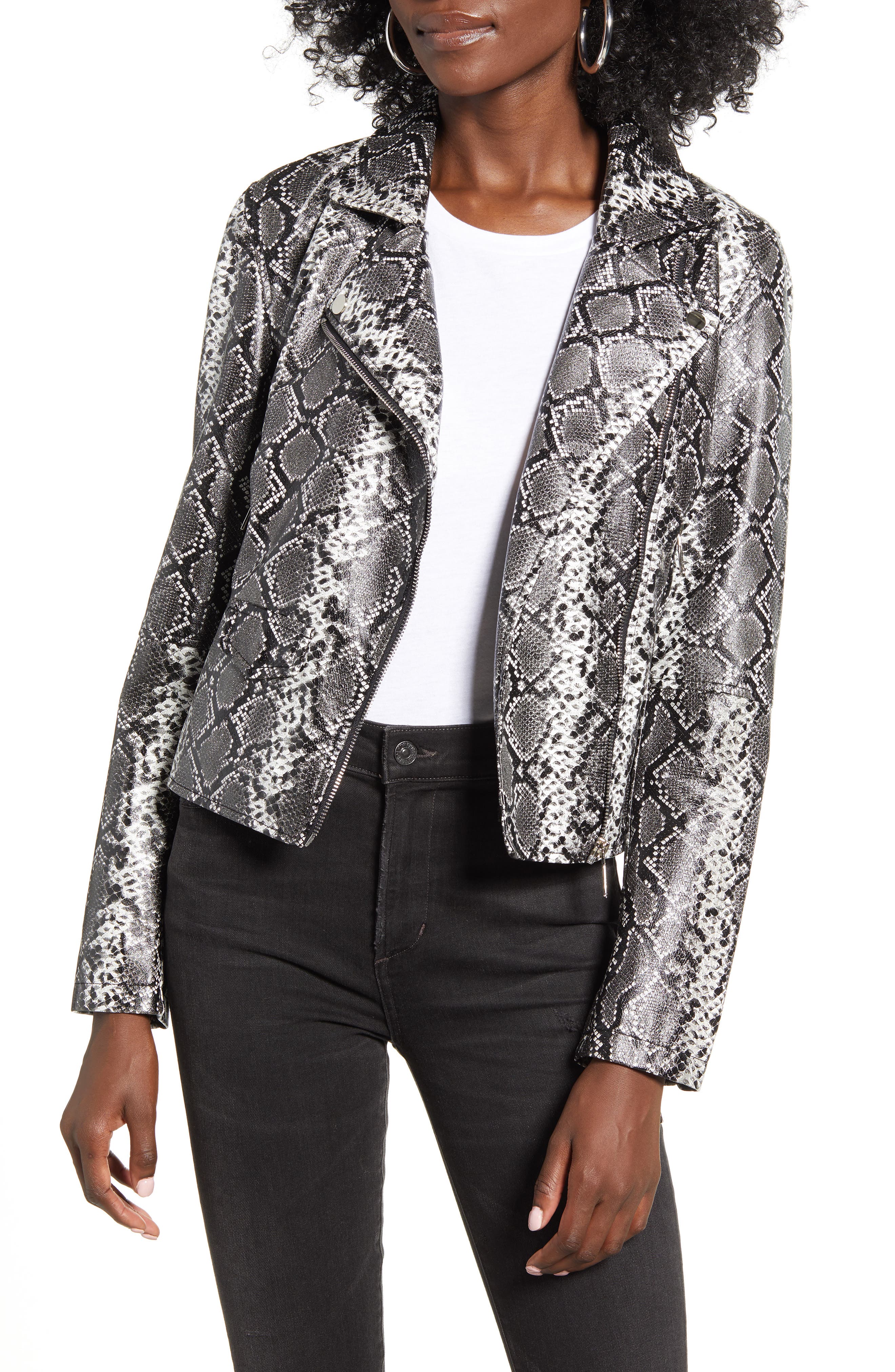 snake print moto jacket