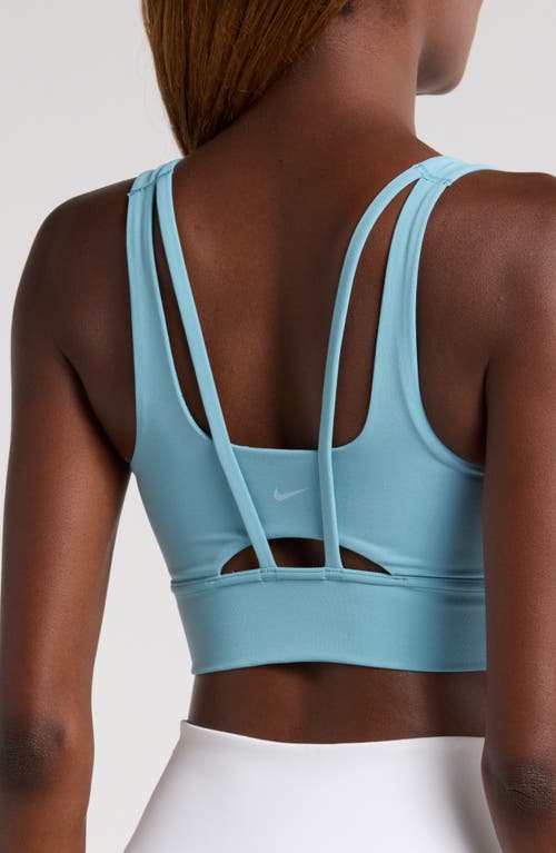 Shop Nike Dri-fit Alate Ellipse Sports Bra In Denim Turquoise/white