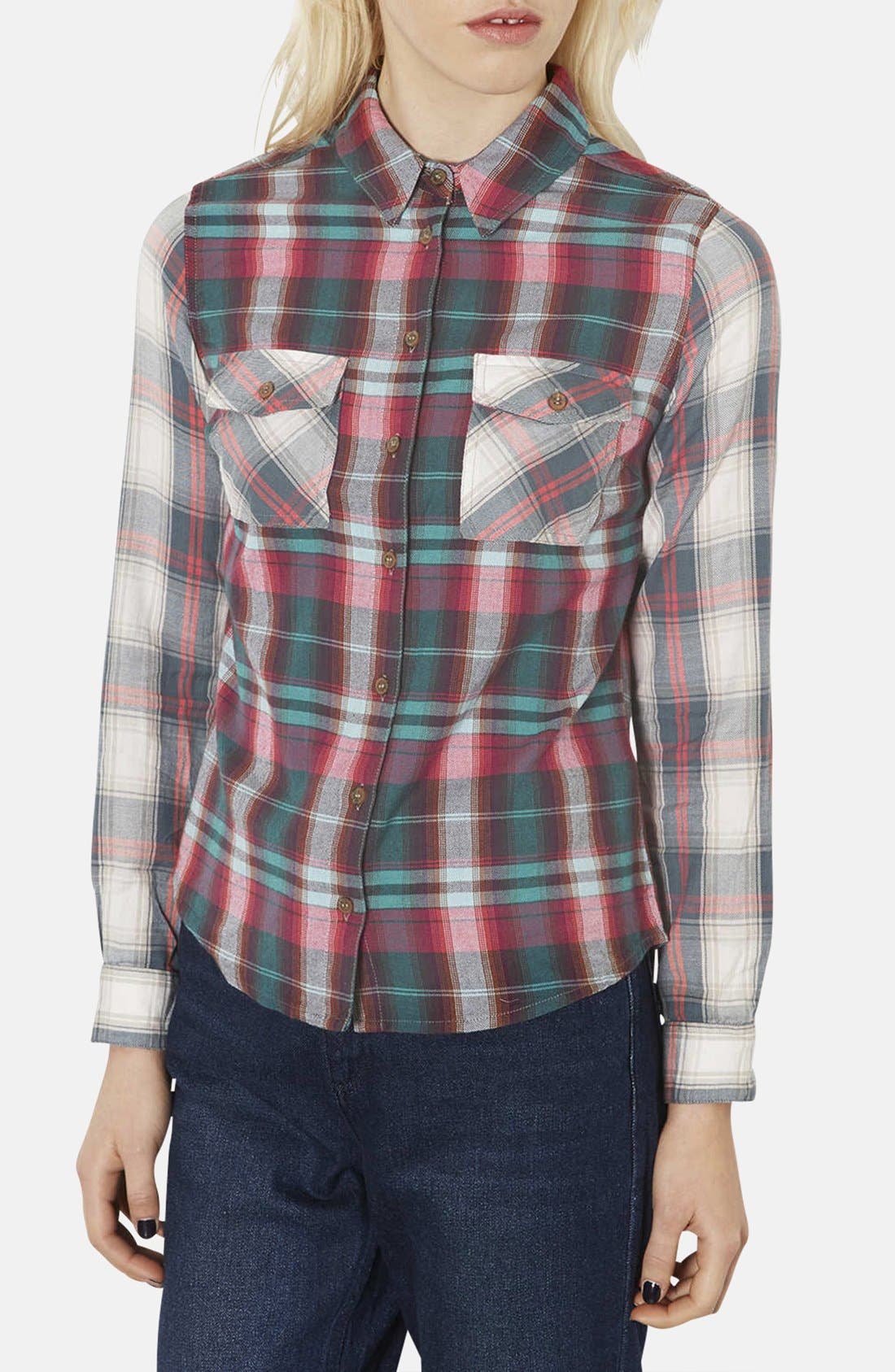 Mixed Check Print Cotton Shirt Nordstrom