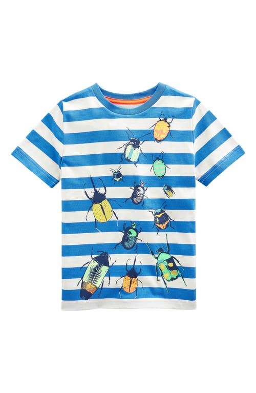 Mini Boden Kids' Stripe Beetles Cotton Graphic Tee in Blue Bug T-Shirt