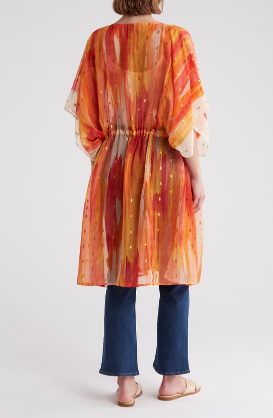 Shop Vince Camuto Ombré Metallic Cover-up Dress In Orange