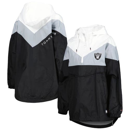 Women's Tommy Hilfiger White/Silver Las Vegas Raiders Staci Half-Zip Hoodie Windbreaker Jacket