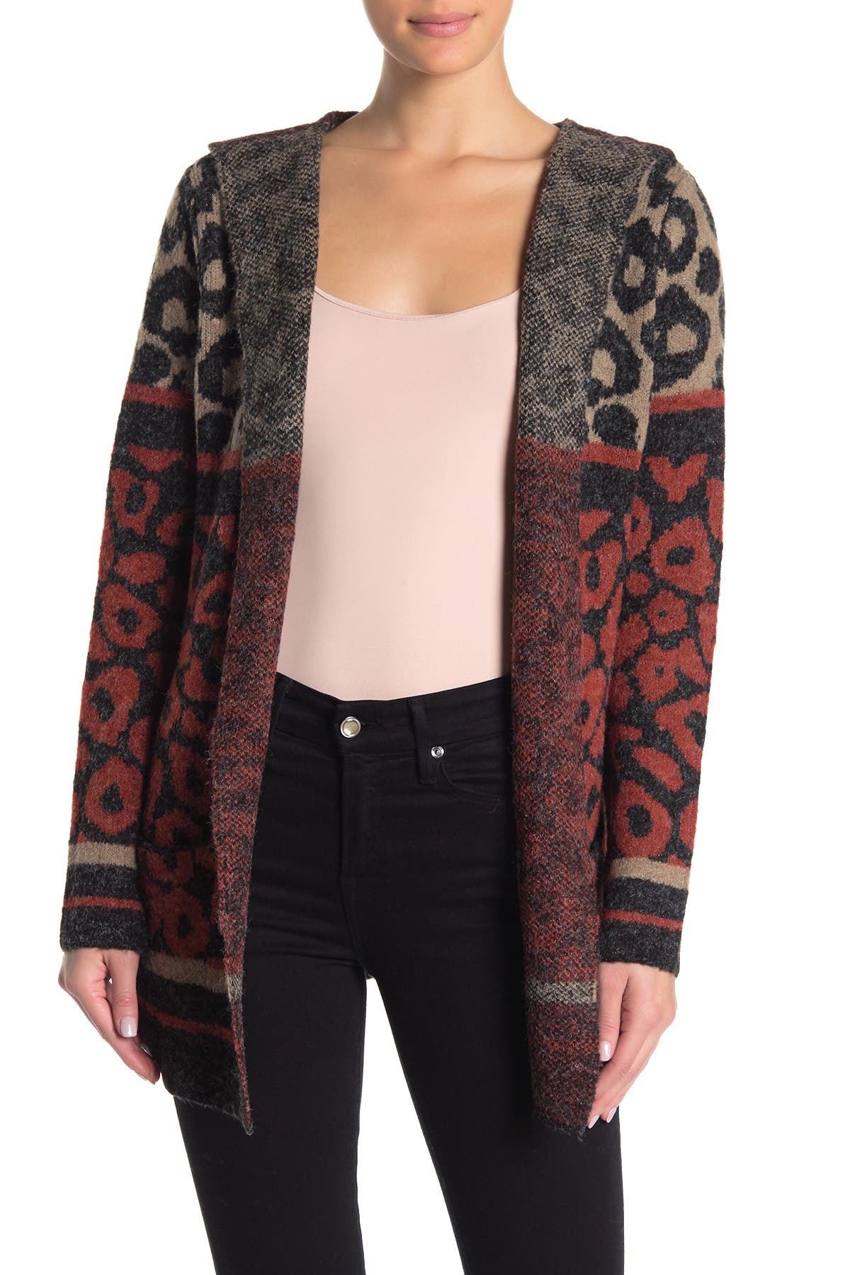 leopard hooded cardigan