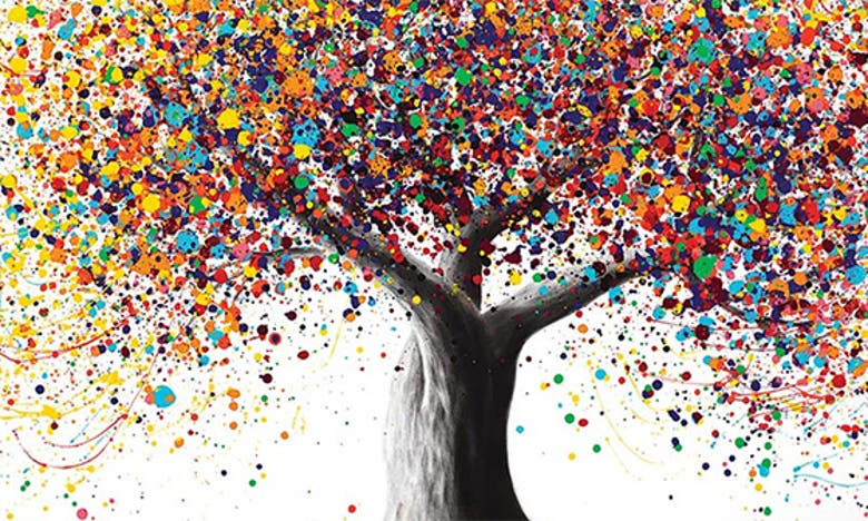 Icanvas Rainbow Soul Tree By Ashvin Harrison Canvas Wall Art In White-multi