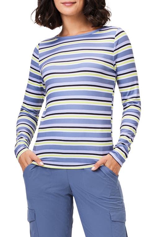 Easy Stripe Flow Fit Long Sleeve Top in Blue Multi