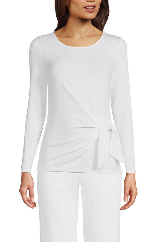 Shop Lands' End Long Sleeve Lightweight Tie Front Top In White