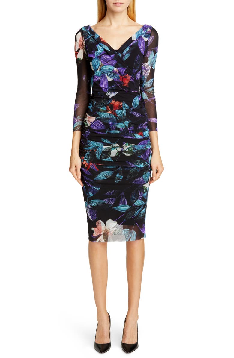 Fuzzi Floral Ruched Body-Con Dress | Nordstrom