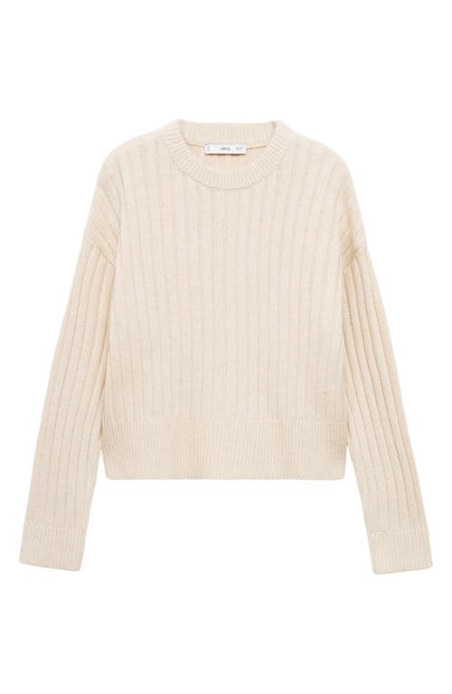 Shop Mango Herringbone Knit Rib Sweater In Cream