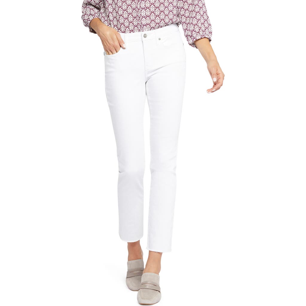 Nydj Sheri Side Slit Slim Ankle Jeans In Optic White