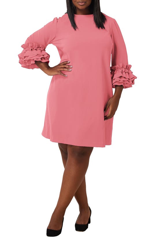 Maree Pour Toi Ruffle Sleeve Sheath Dress In Coral