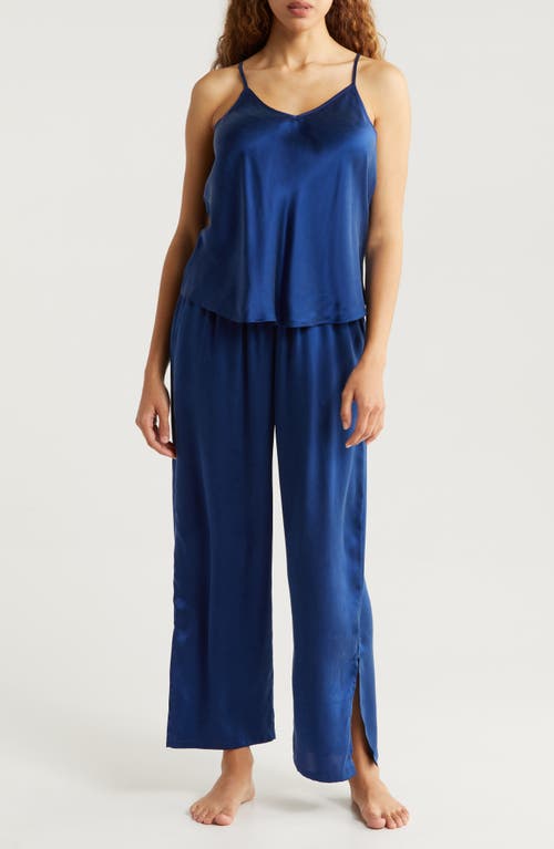 Shop Nordstrom Washable Silk Crop Pajamas In Blue Depths