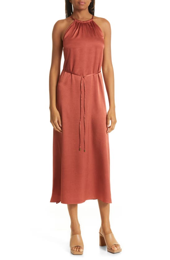 TED BAKER ROXIEYY TEXTURED SATIN HALTER DRESS