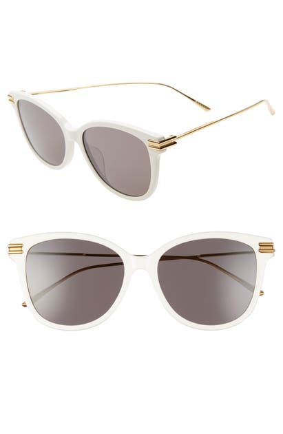 Bottega Veneta 55mm Sunglasses In Ivory/ Gold