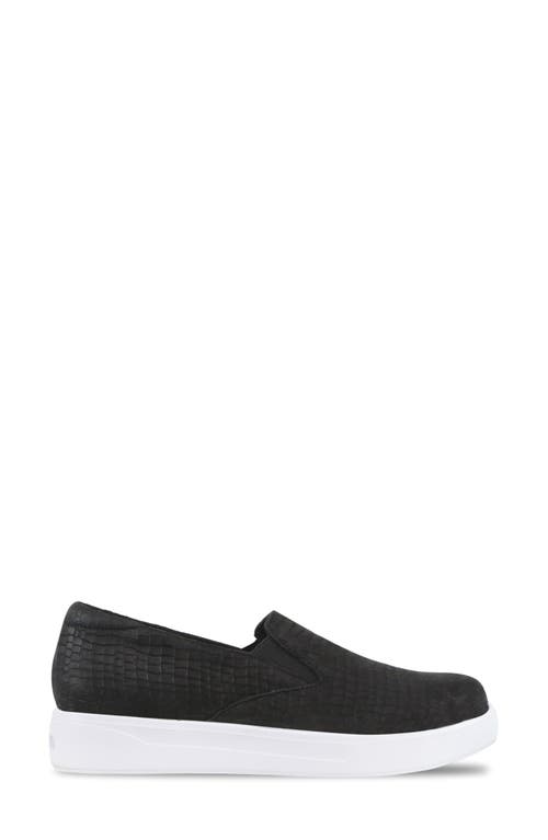 Munro Lennox Slip-on Sneaker In Black Croc Nubuck