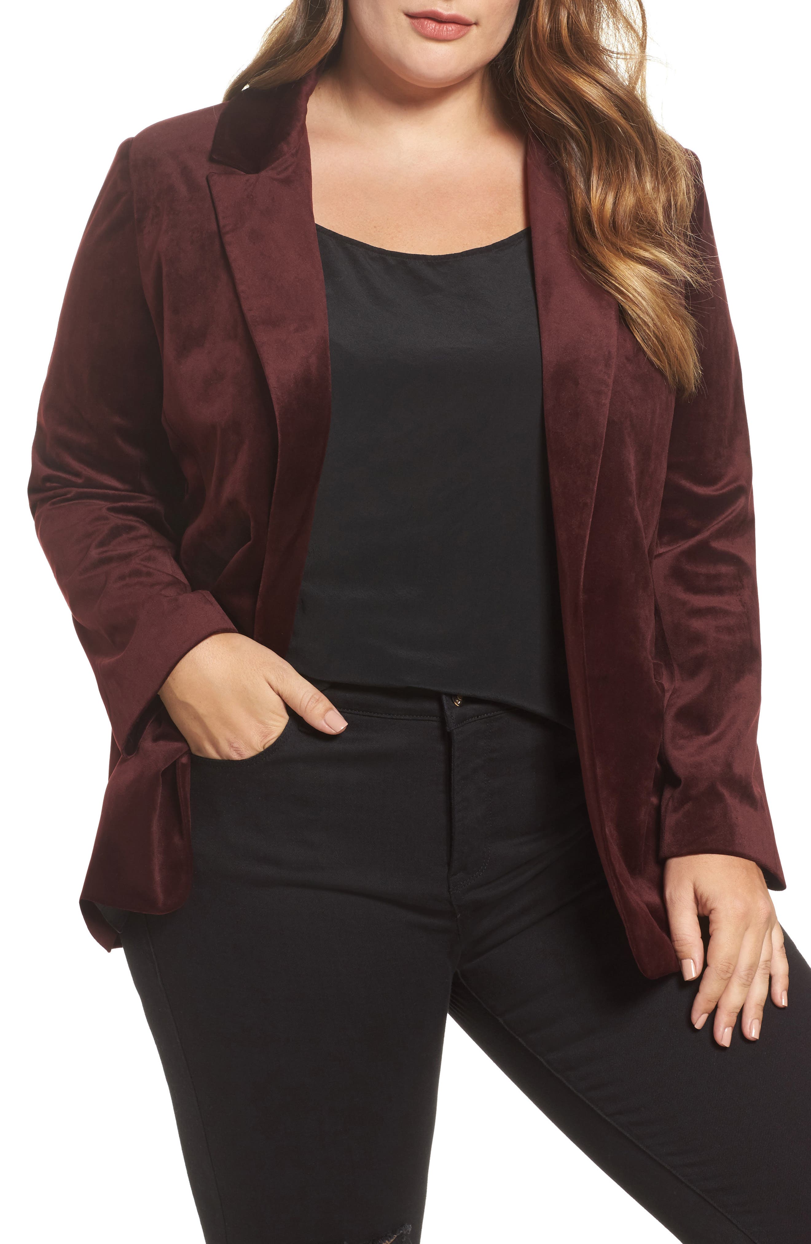 ELVI Velvet Blazer (Plus Size) Nordstrom