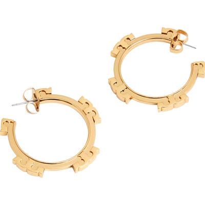 Tory Burch Logo Hoop Earrings