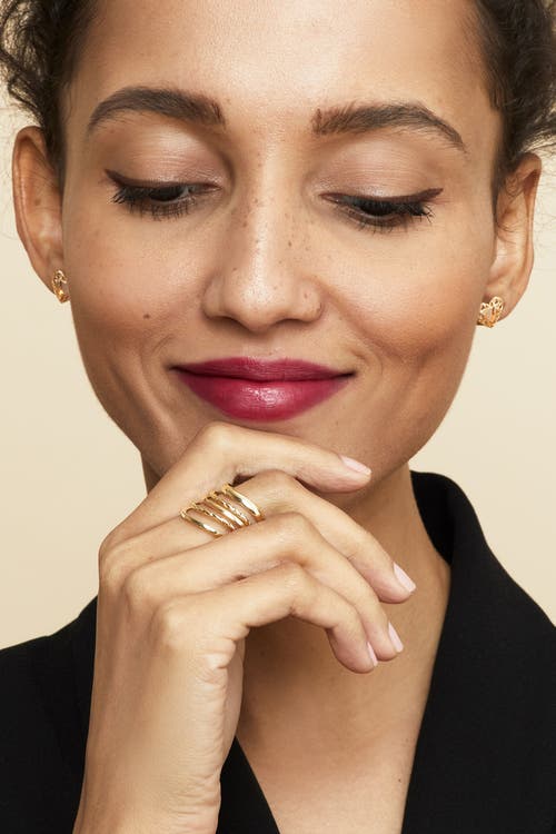 Oradina 14k Yellow Gold Wavy Stack Ring In Yellow Gold