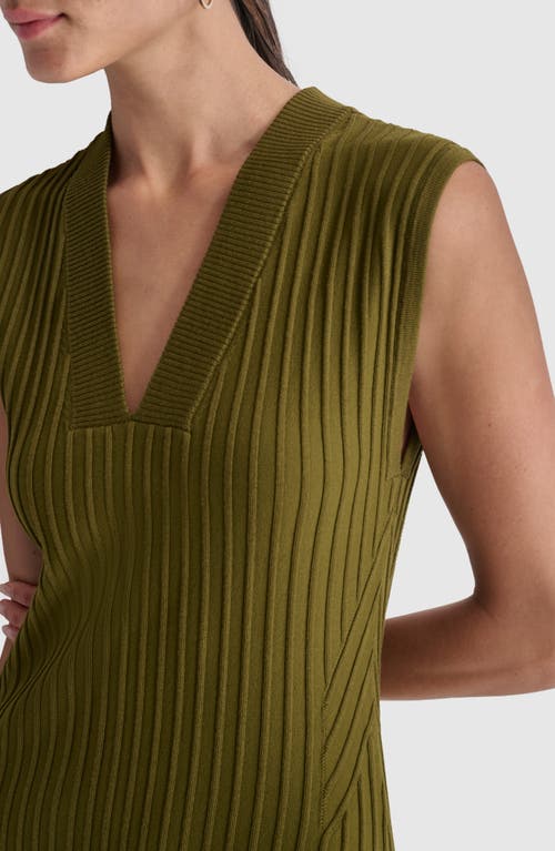 Shop Dkny Sleeveless Wide Rib Sweater Dress In Dark Olive