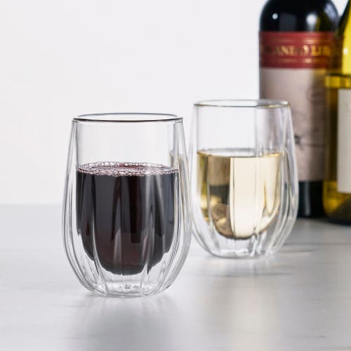 Viski Double Walled Stemless Wine Glasses Set Of 2 In Clear