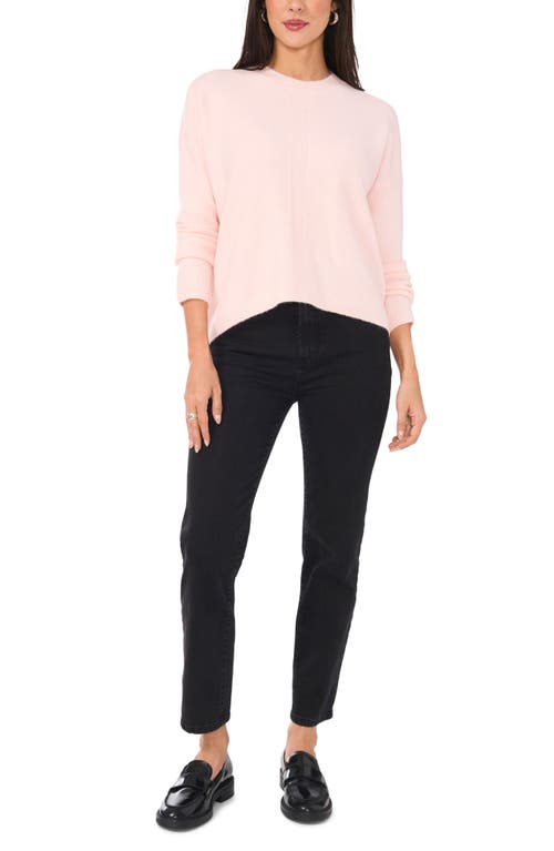 Shop Vince Camuto Cropped Crewneck Sweater In Pink Lotus