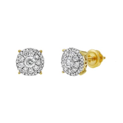 Shop Luvmyjewelry Lotus Loop 14k Yellow Gold Diamond Stud Earrings