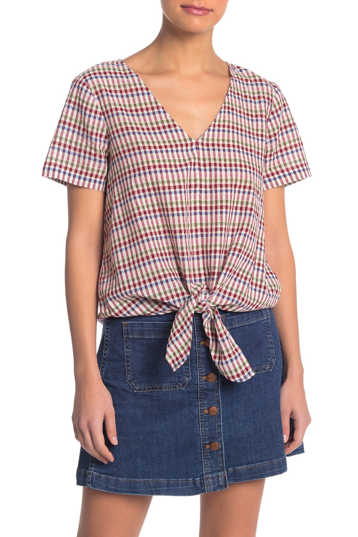 denim tie front shirt plus size