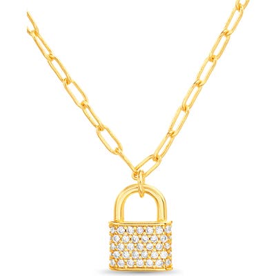 Lesa Michele Pave Lock Pendant Neck