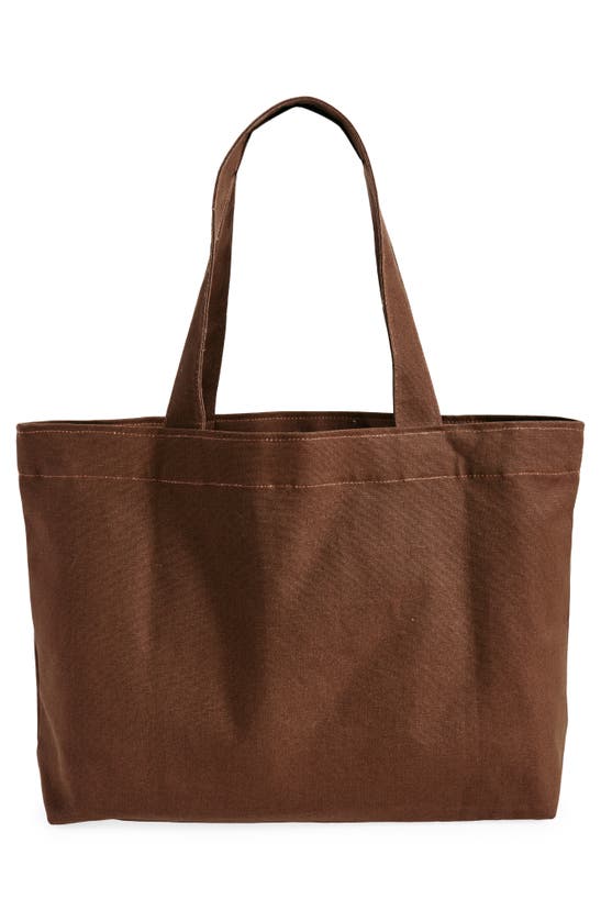 Shop Museum Of Peace And Quiet Wordmark Canvas Tote In Brown