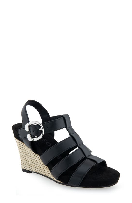 Shop Aerosoles Paige Wedge Sandal In Black Pu