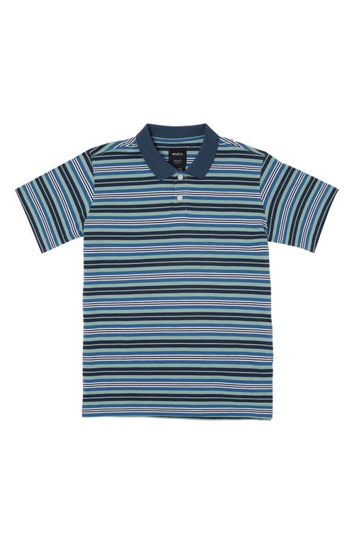 Shop Rvca Kids' Cassady Stripe Polo In Petrol Blue