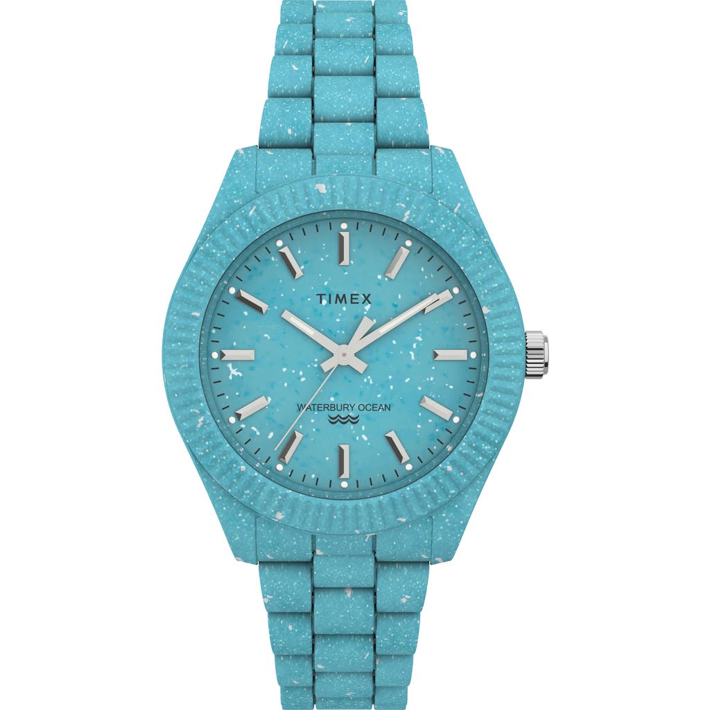 Timex ® Waterbury Ocean Recycled Plastic Bracelet Watch, 37mm In Blue
