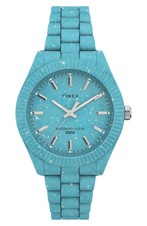 Shop Timex ® Waterbury Ocean Recycled Plastic Bracelet Watch, 37mm In Blue/blue/blue