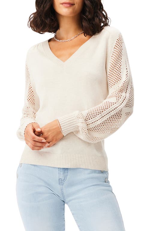 NIC+ZOE Getaway Open Stitch Sleeve Cotton Blend Sweater in Sandshell