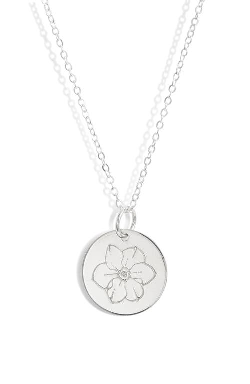 Birth Flower Necklace in Sterling Silver - December