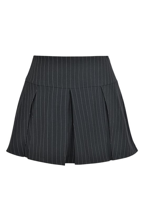 Shop Mistress Rocks Mid Rise Pinstripe Pleated Miniskirt In Black