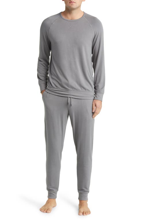 Long Sleeve Stretch Viscose Pajama T-Shirt in Grey