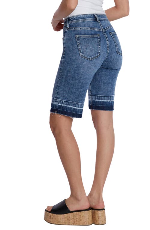 Shop Hint Of Blu Release Hem Bermuda Denim Shorts In Water Denim