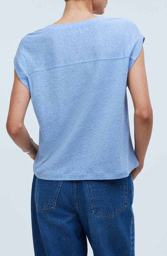 Shop Madewell Relaxed Linen Blend V-neck T-shirt In Craft Blue