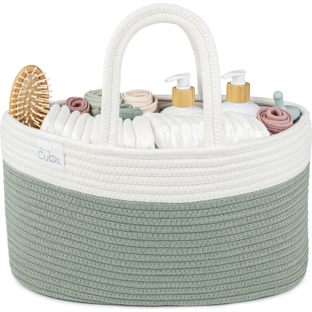 Comfy Cubs Rope Diaper Caddy Organizer In Sage