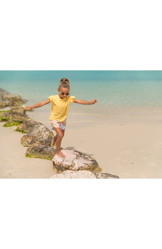 Snapper Rock Little Girl's & Girl's Boho Tropical Marigold Flutter-sleeve Rash Top In Yellow