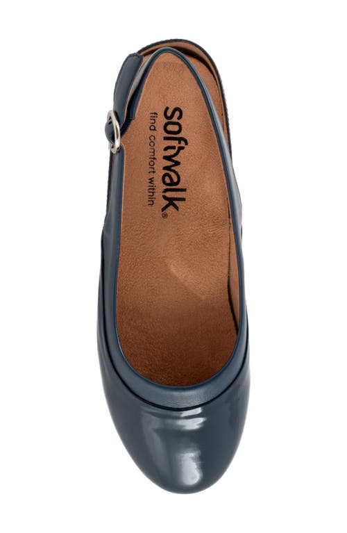 Shop Softwalk ® Sheffield Slingback Flat In Navy Patent