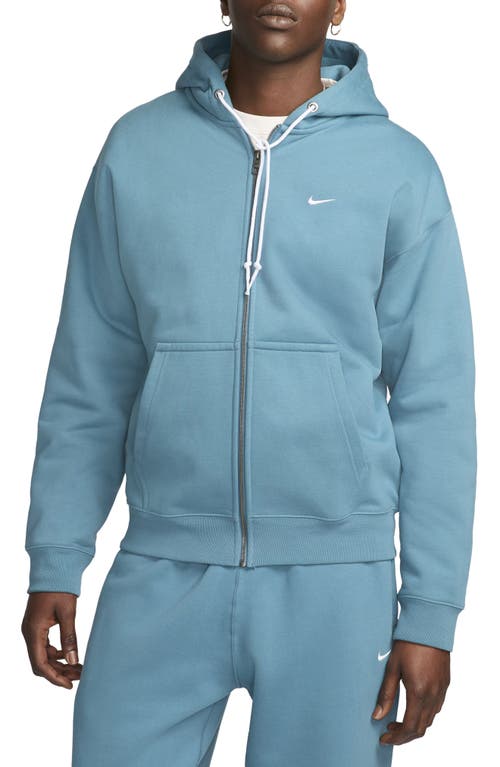 Nike Solo Swoosh Zip Hoodie In Noise Aqua/white