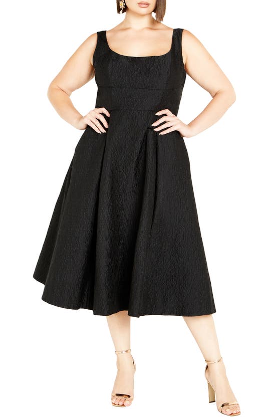 City Chic Estella Jacquard Midi Dress In Black