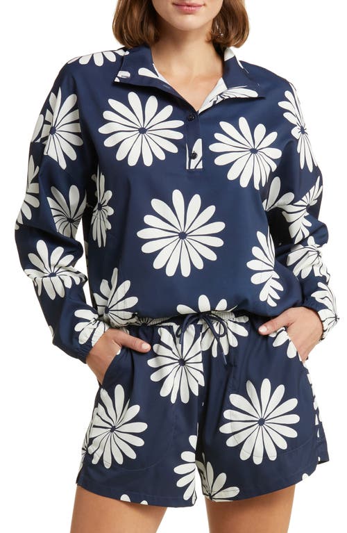 Outdoor Voices Solarcool Tourist Floral Print Pullover in Navy Floral