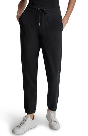 Dkny Smocked Waist Joggers In Black